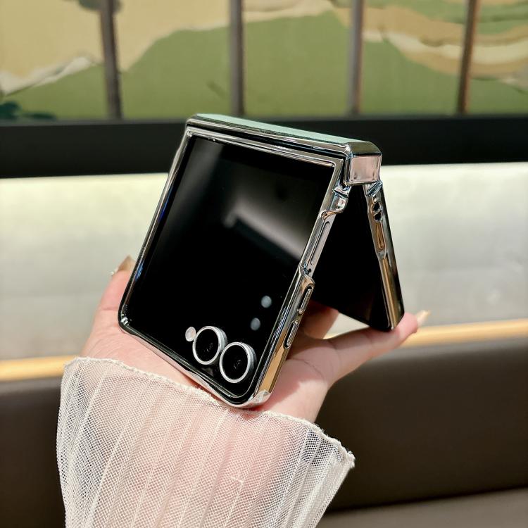 For Samsung Galaxy Z Flip7 5G Electroplated PC Sheepskin Invisible Magnetic MagSafe Folding Phone Case