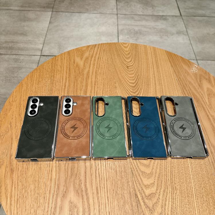For Samsung Galaxy Z Fold7 5G Electroplated PC Sheepskin Invisible Magnetic MagSafe Folding Phone Case