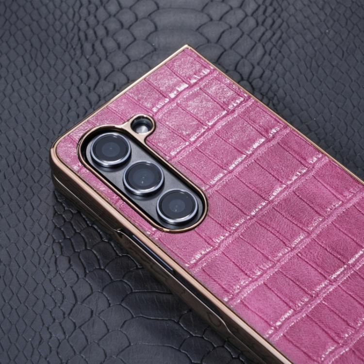 For Samsung Galaxy Z Fold5 5G Electroplated PC Crocodile Pattern Folding Phone Case