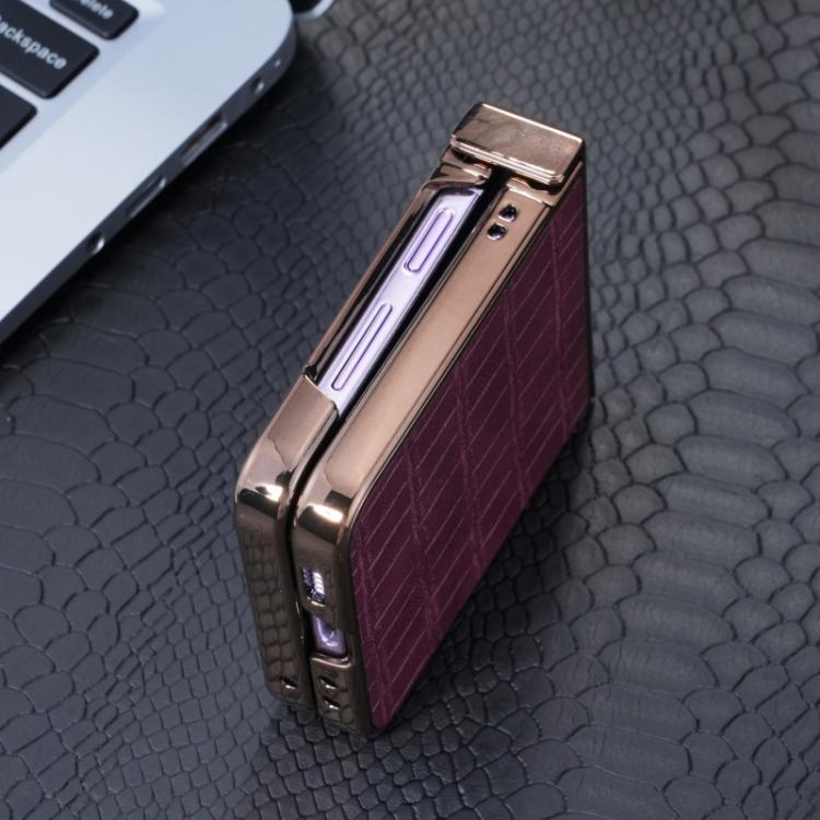 For Samsung Galaxy Z Flip5 5G Electroplated PC Crocodile Pattern Folding Phone Case
