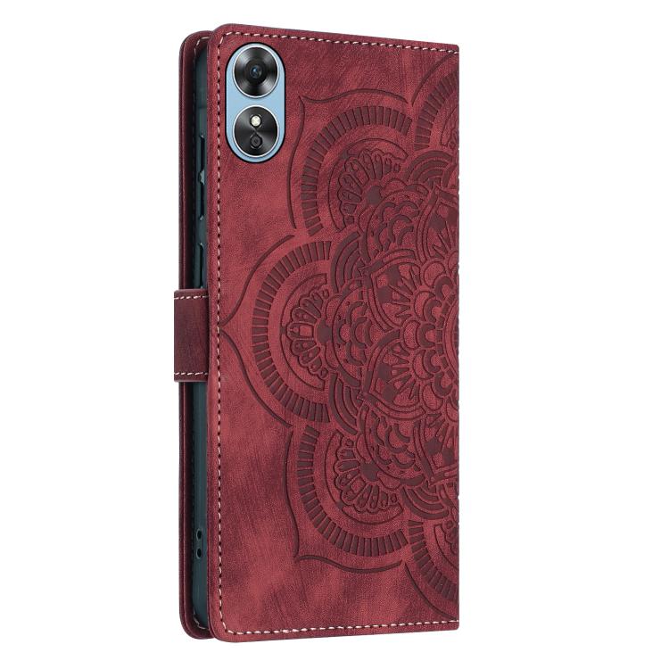 For OPPO A17 Mandala Embossed Retro Frosted Leather Phone Case