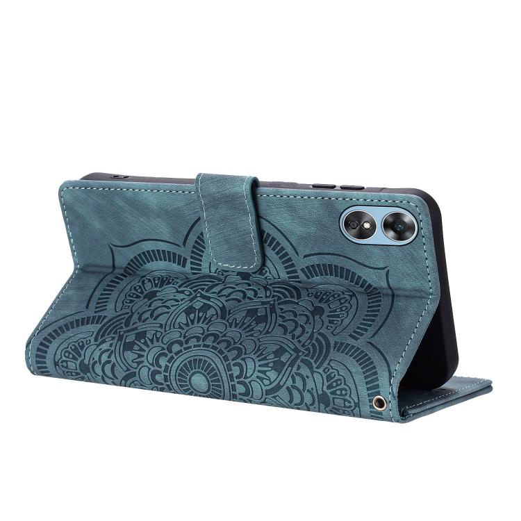 For OPPO A17 Mandala Embossed Retro Frosted Leather Phone Case