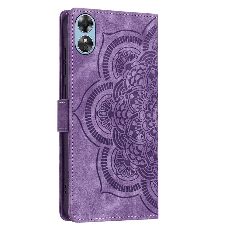 For OPPO A17 Mandala Embossed Retro Frosted Leather Phone Case