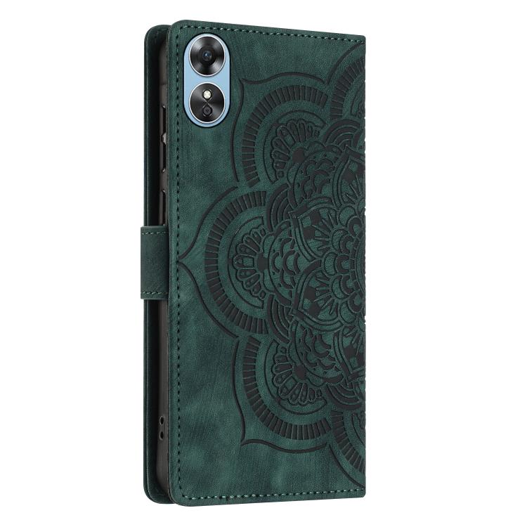 For OPPO A17 Mandala Embossed Retro Frosted Leather Phone Case