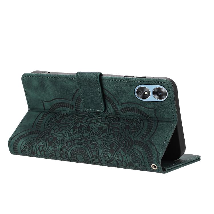 For OPPO A17 Mandala Embossed Retro Frosted Leather Phone Case
