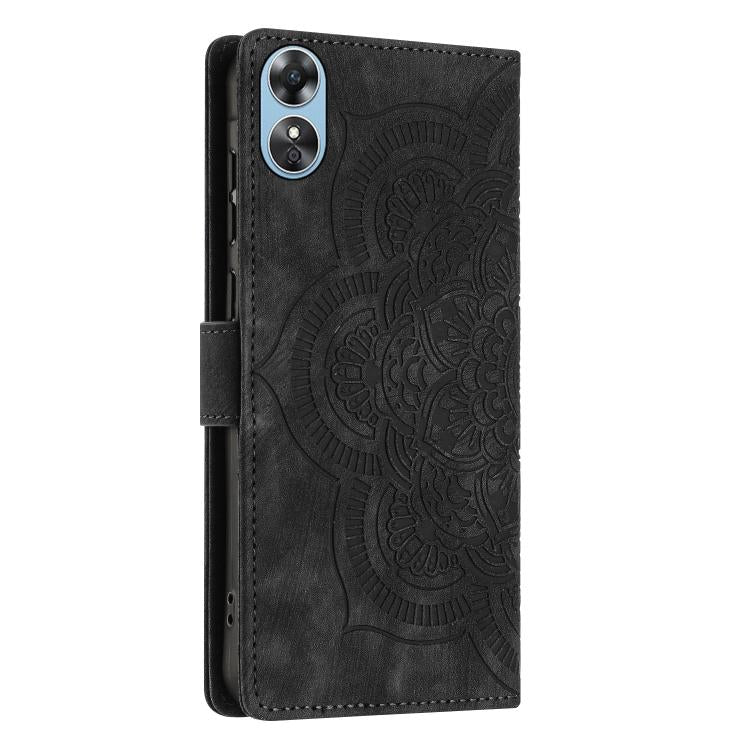 For OPPO A17 Mandala Embossed Retro Frosted Leather Phone Case