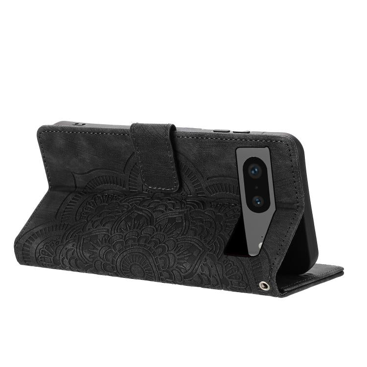 For Google Pixel 8 Mandala Embossed Retro Frosted Leather Phone Case