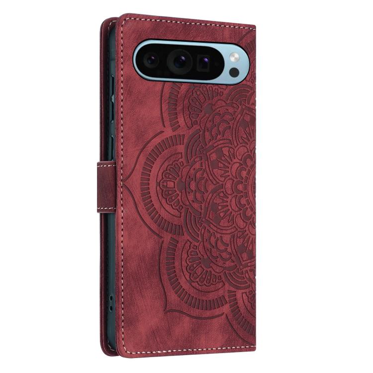 For Google Pixel 9 / 9 Pro Mandala Embossed Retro Frosted Leather Phone Case