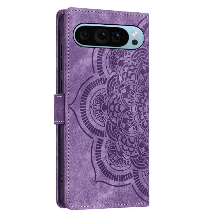 For Google Pixel 9 / 9 Pro Mandala Embossed Retro Frosted Leather Phone Case