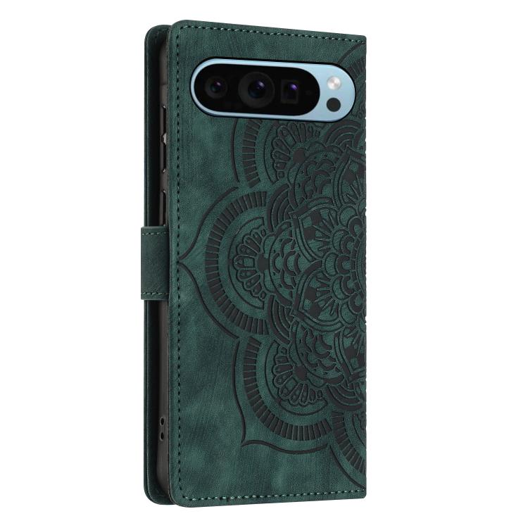 For Google Pixel 9 / 9 Pro Mandala Embossed Retro Frosted Leather Phone Case