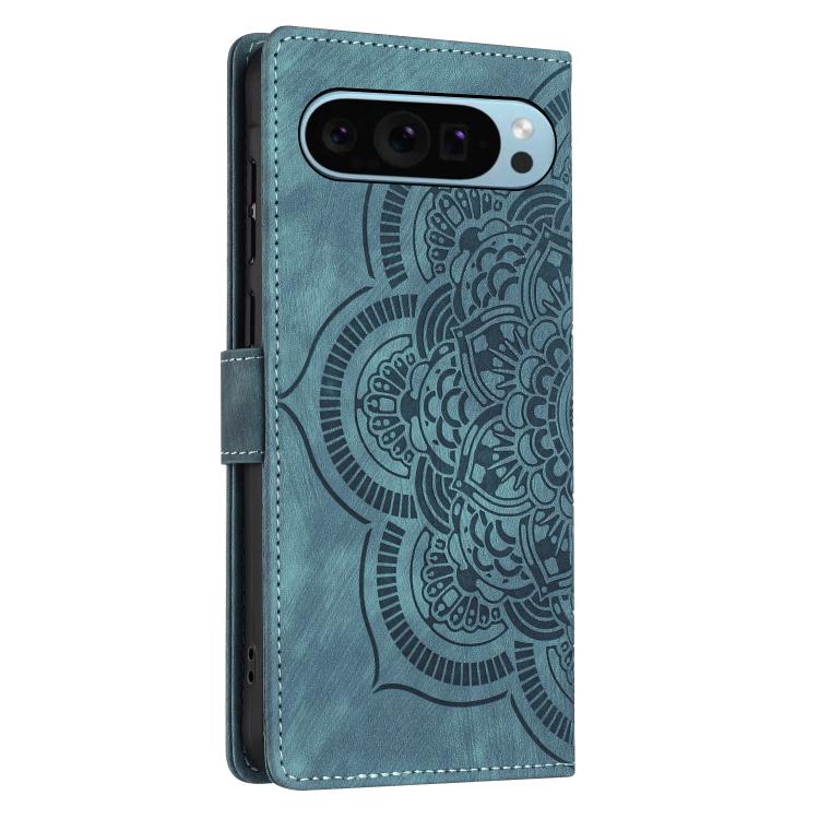 For Google Pixel 9 Pro XL Mandala Embossed Retro Frosted Leather Phone Case