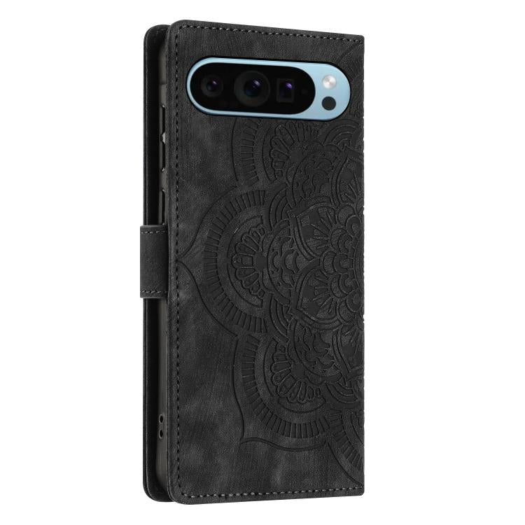 For Google Pixel 9 Pro XL Mandala Embossed Retro Frosted Leather Phone Case