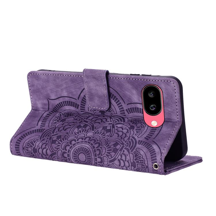 For Google Pixel 9a Mandala Embossed Retro Frosted Leather Phone Case