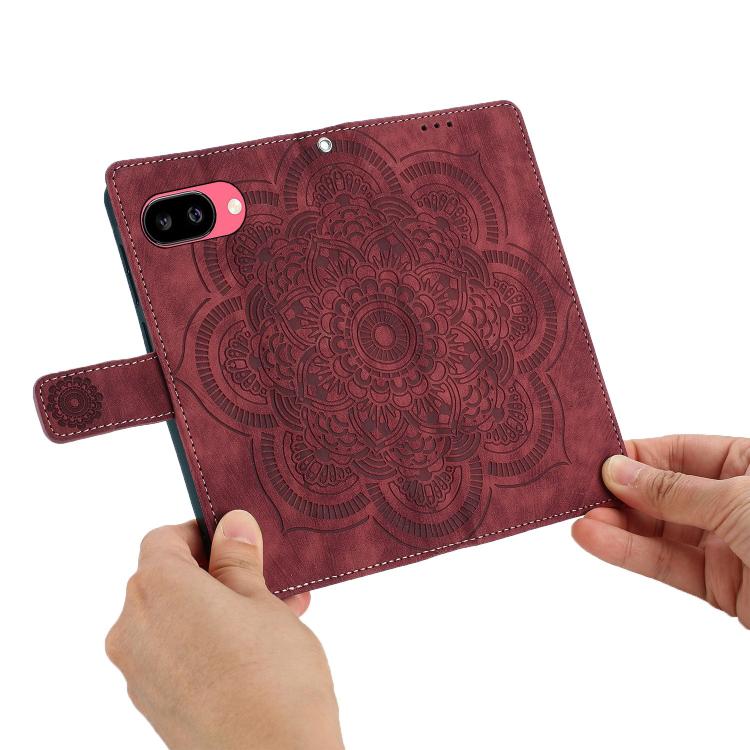 For Google Pixel 10a Mandala Embossed Retro Frosted Leather Phone Case