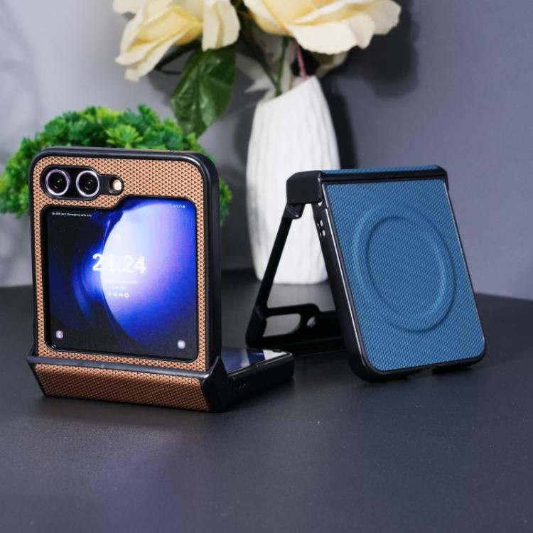 For Samsung Galaxy Z Flip5 5G Diamond Pattern MagSafe Magnetic Folding Phone Case