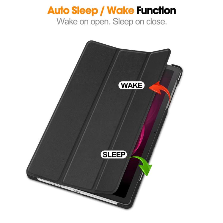 For T-Mobile REVVL Tab 5G Custer Texture 3-Fold Holder Leather Smart Tablet Case