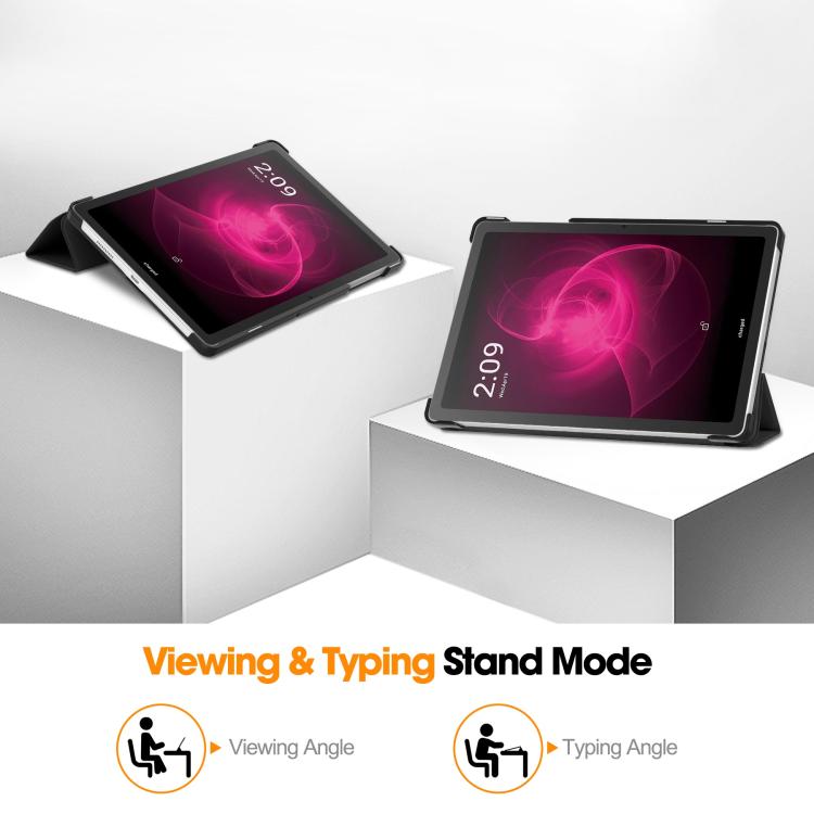 For T-Mobile REVVL Tab 5G Custer Texture 3-Fold Holder Leather Smart Tablet Case