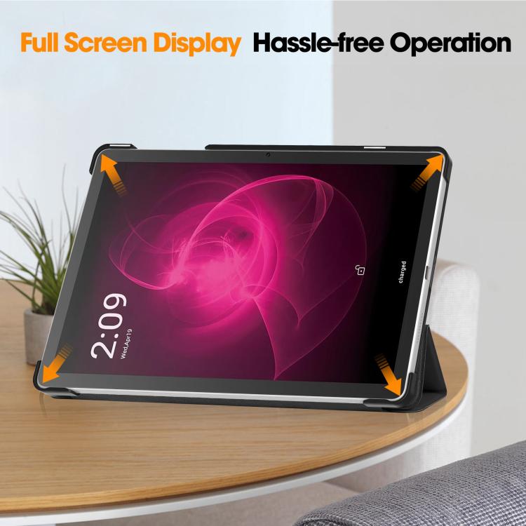 For T-Mobile REVVL Tab 5G Custer Texture 3-Fold Holder Leather Smart Tablet Case