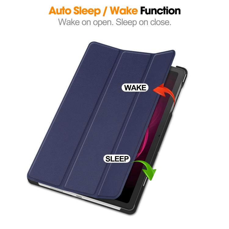 For T-Mobile REVVL Tab 5G Custer Texture 3-Fold Holder Leather Smart Tablet Case