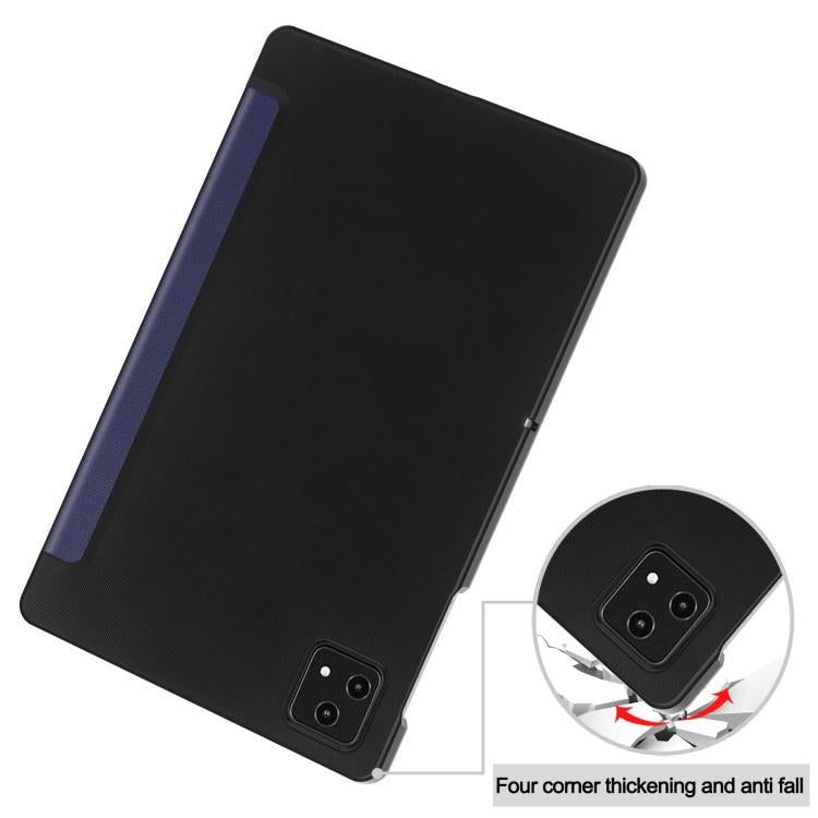 For T-Mobile REVVL Tab 5G Custer Texture 3-Fold Holder Leather Smart Tablet Case