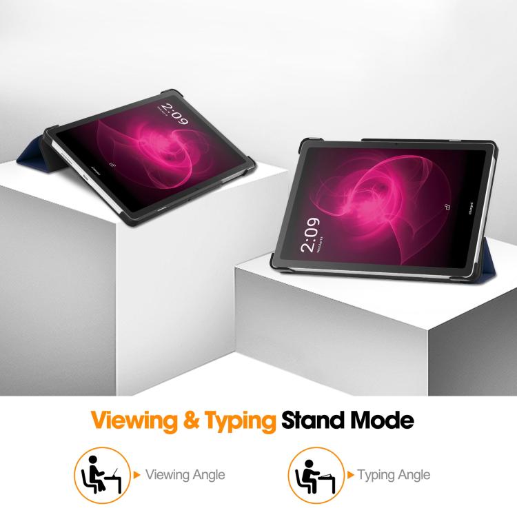For T-Mobile REVVL Tab 5G Custer Texture 3-Fold Holder Leather Smart Tablet Case