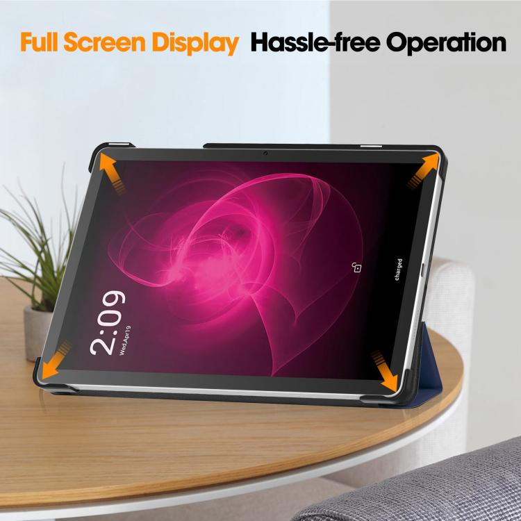 For T-Mobile REVVL Tab 5G Custer Texture 3-Fold Holder Leather Smart Tablet Case
