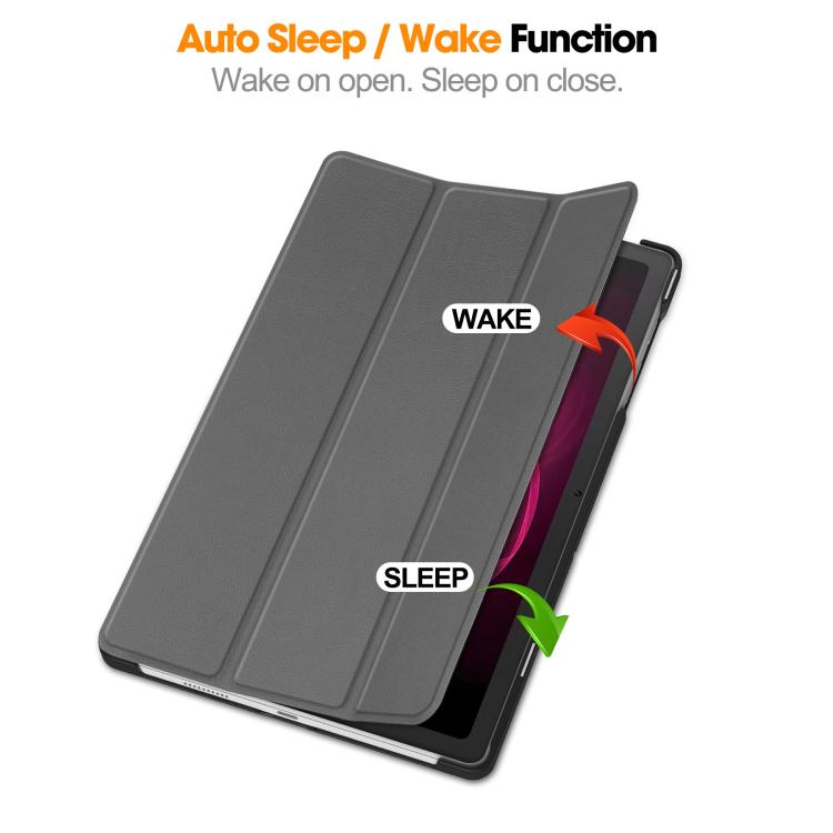 For T-Mobile REVVL Tab 5G Custer Texture 3-Fold Holder Leather Smart Tablet Case