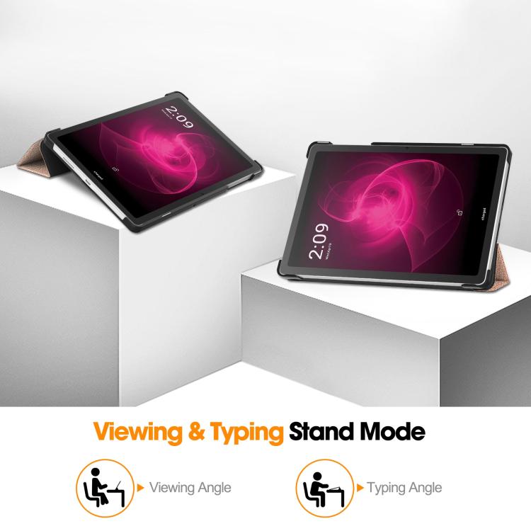 For T-Mobile REVVL Tab 5G Custer Texture 3-Fold Holder Leather Smart Tablet Case