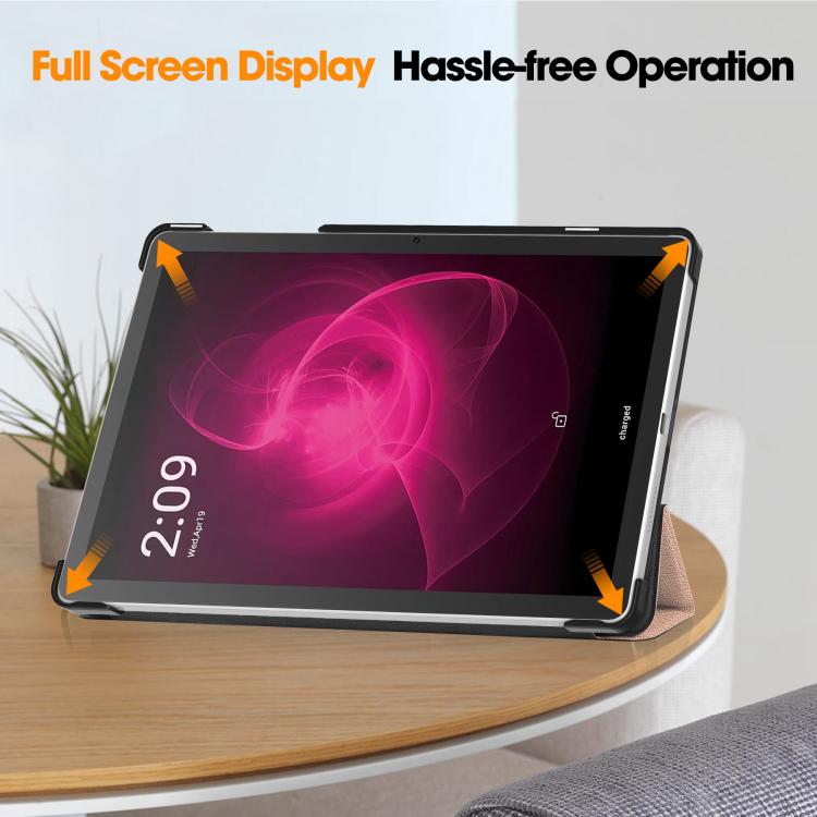 For T-Mobile REVVL Tab 5G Custer Texture 3-Fold Holder Leather Smart Tablet Case