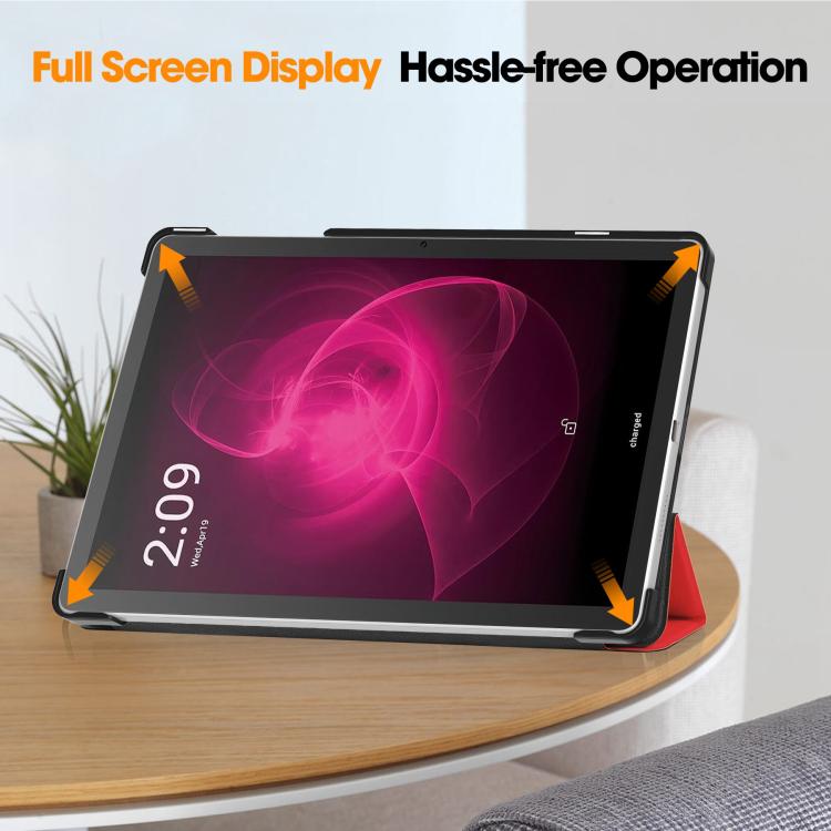 For T-Mobile REVVL Tab 5G Custer Texture 3-Fold Holder Leather Smart Tablet Case