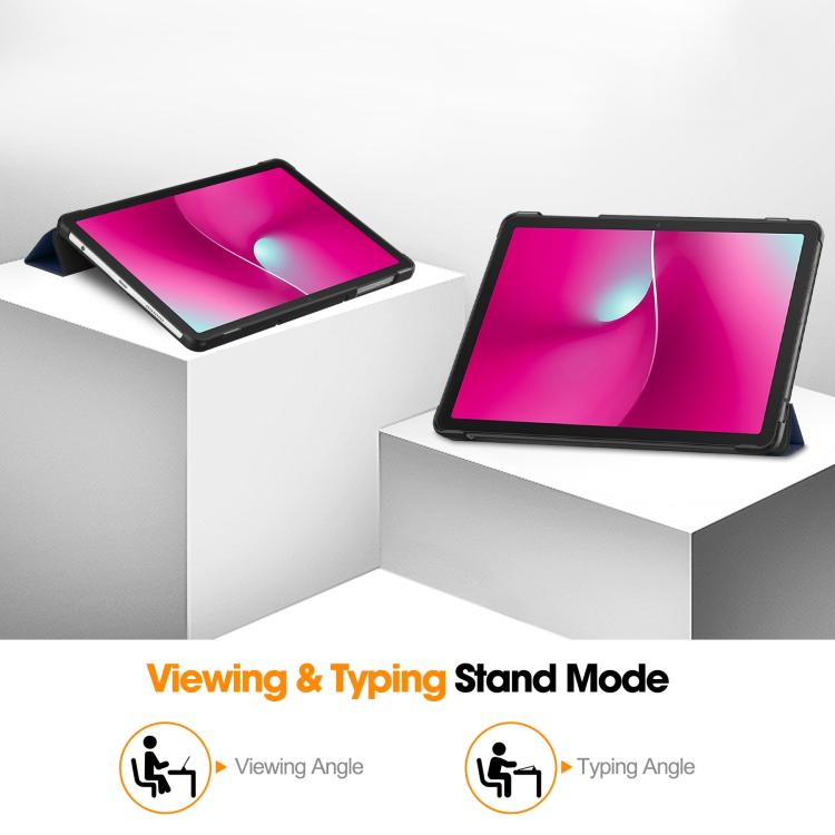 For T-Mobile REVVL Tab 2 Custer Texture 3-Fold Holder Leather Smart Tablet Case
