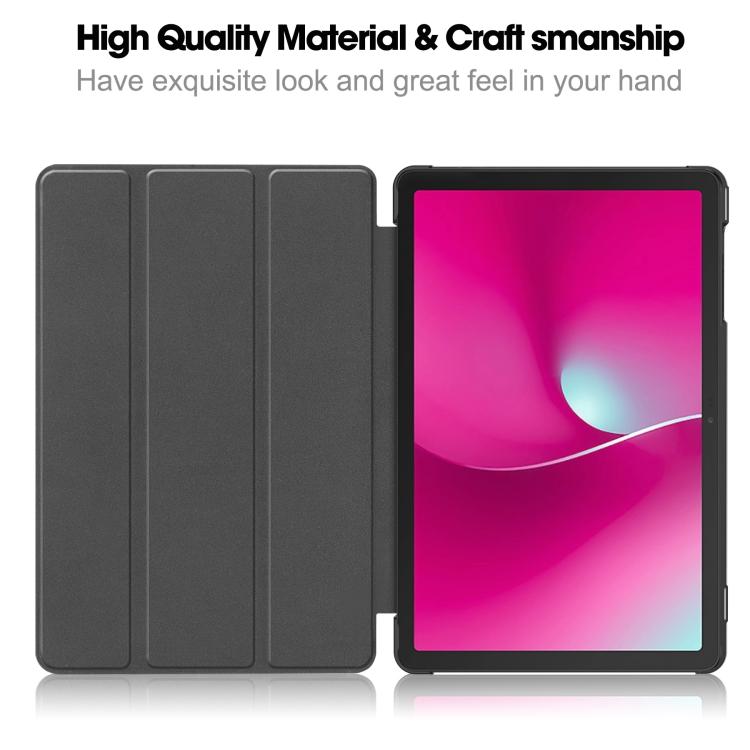 For T-Mobile REVVL Tab 2 Custer Texture 3-Fold Holder Leather Smart Tablet Case