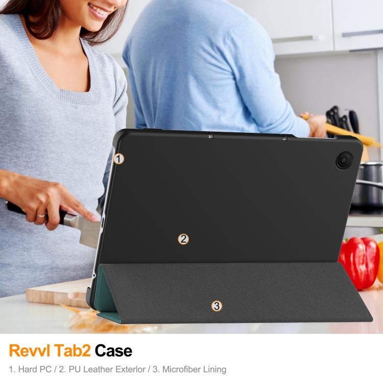 For T-Mobile REVVL Tab 2 Custer Texture 3-Fold Holder Leather Smart Tablet Case