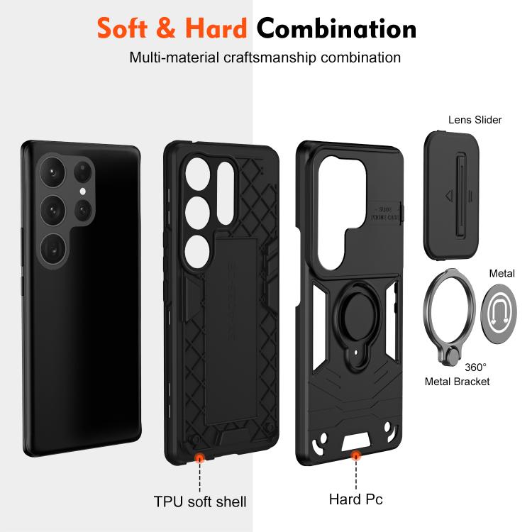 For Samsung Galaxy S25 Ultra 5G Camshield Ring Holder Phone Case