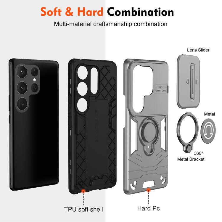 For Samsung Galaxy S25 Ultra 5G Camshield Ring Holder Phone Case