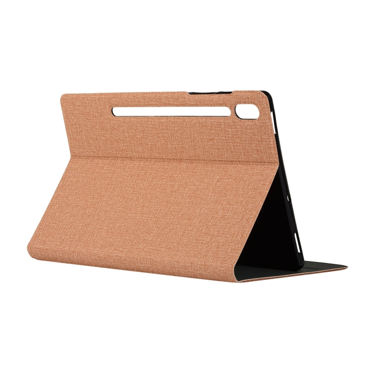 For Samsung Galaxy Tab S8+ / Tab S8 Plus /  Tab S7 FE / Tab S7+ / T970 Fabric Texture Horizontal Flip PU Leather Case with Holder