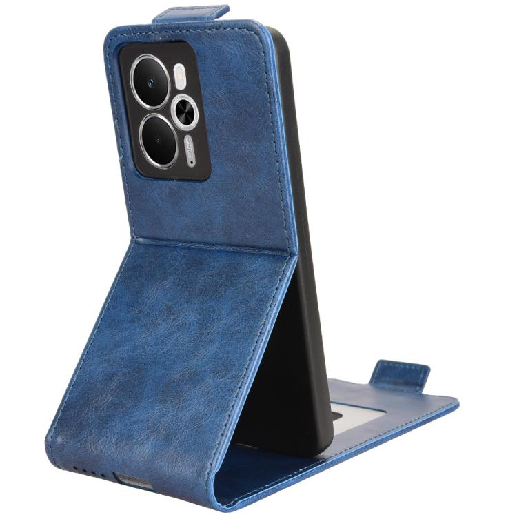 For Realme 14 5G Magnetic Vertical Flip Leather Phone Case with Buckle