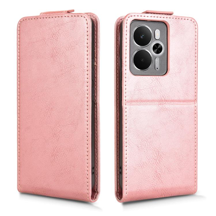 For Realme 14 5G Magnetic Vertical Flip Leather Phone Case with Buckle