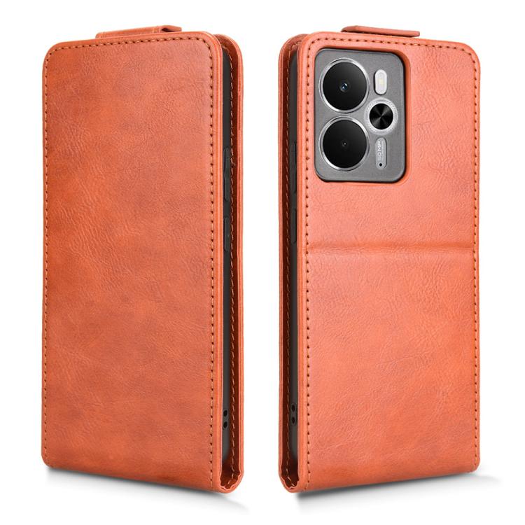 For Realme 14 5G Magnetic Vertical Flip Leather Phone Case with Buckle