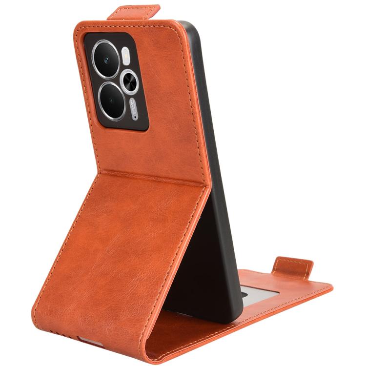 For Realme 14 5G Magnetic Vertical Flip Leather Phone Case with Buckle