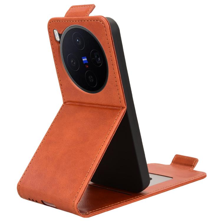 For vivo X300 5G Magnetic Vertical Flip Leather Phone Case with Buckle