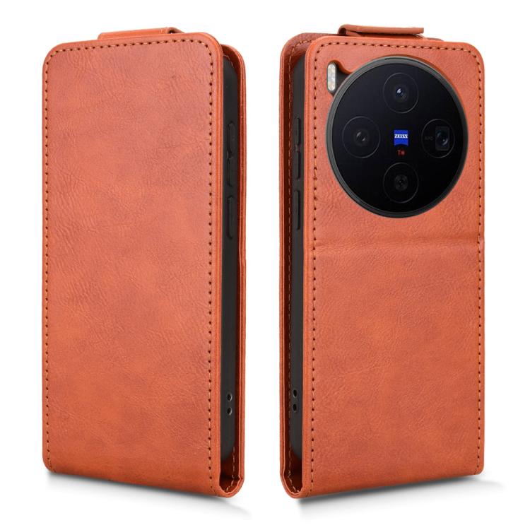 For vivo X300 Pro 5G Magnetic Vertical Flip Leather Phone Case with Buckle