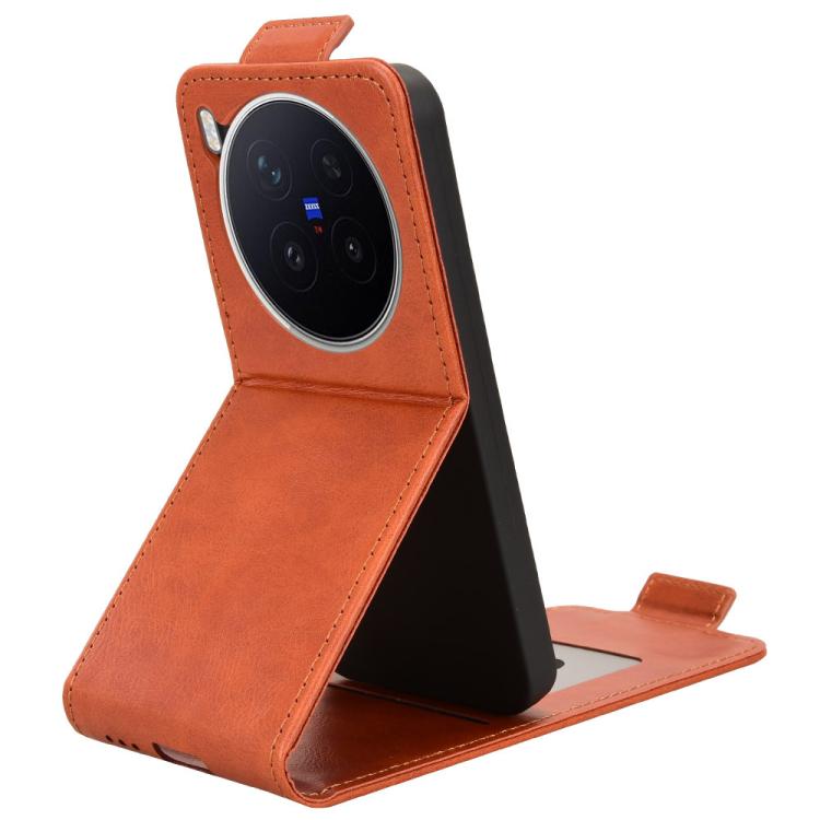 For vivo X300 Pro 5G Magnetic Vertical Flip Leather Phone Case with Buckle