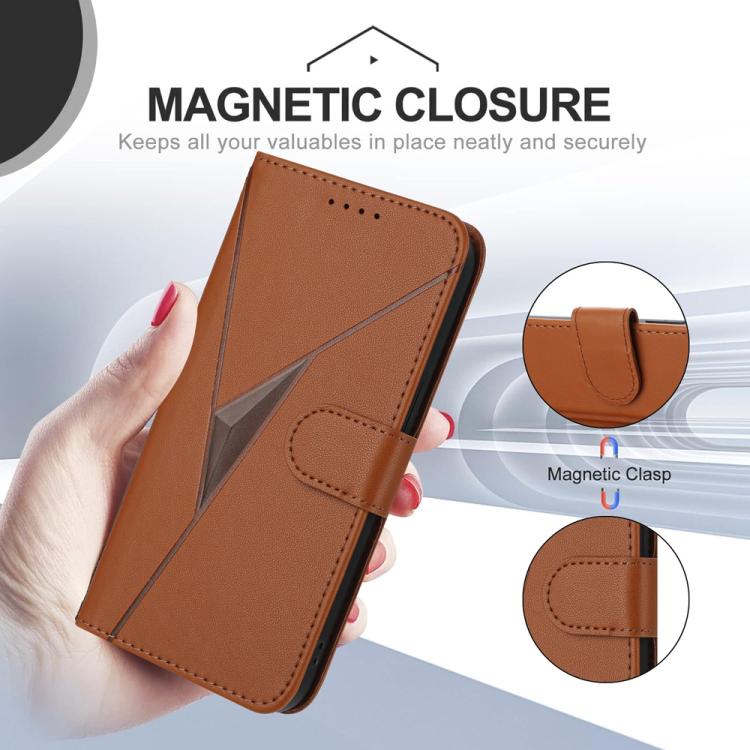 For ZTE Blade A53 Pro Triangle Pattern Buckle Clasp Leather Phone Case