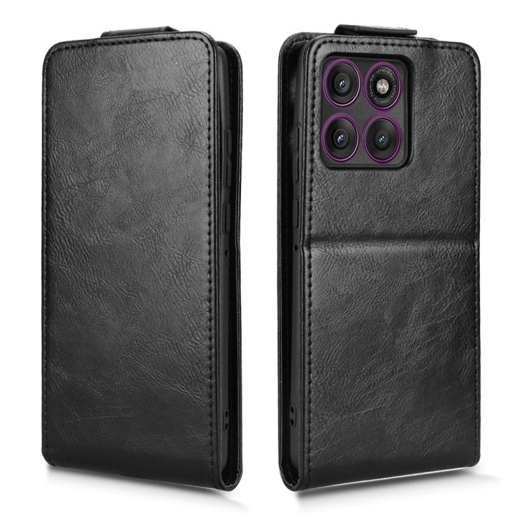 For Motorola Edge 60 Pro Magnetic Vertical Flip Leather Phone Case with Buckle