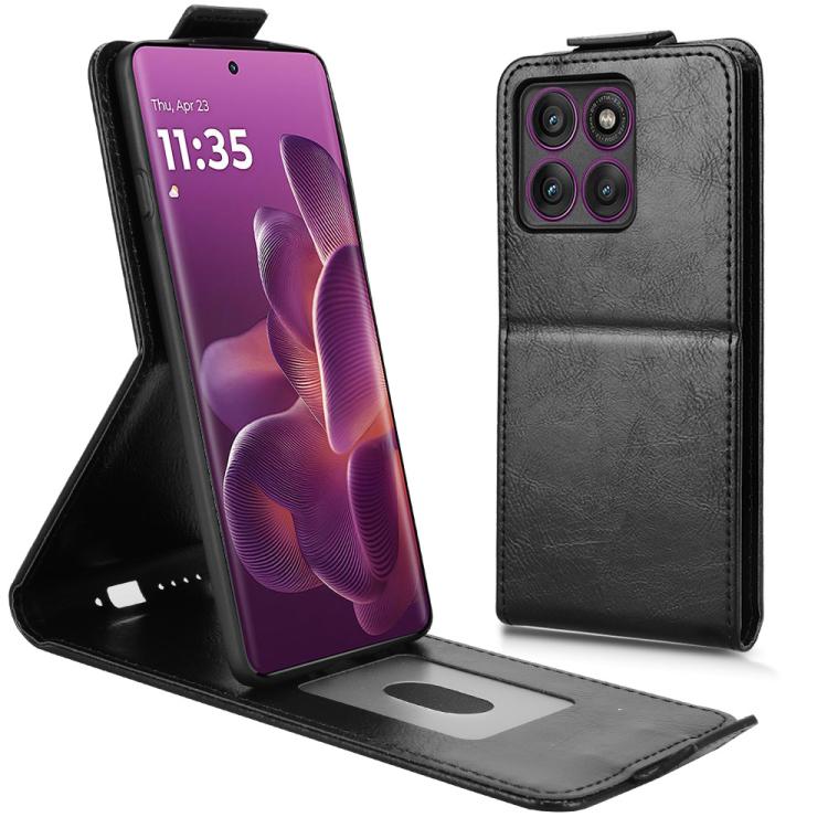 For Motorola Edge 60 Pro Magnetic Vertical Flip Leather Phone Case with Buckle