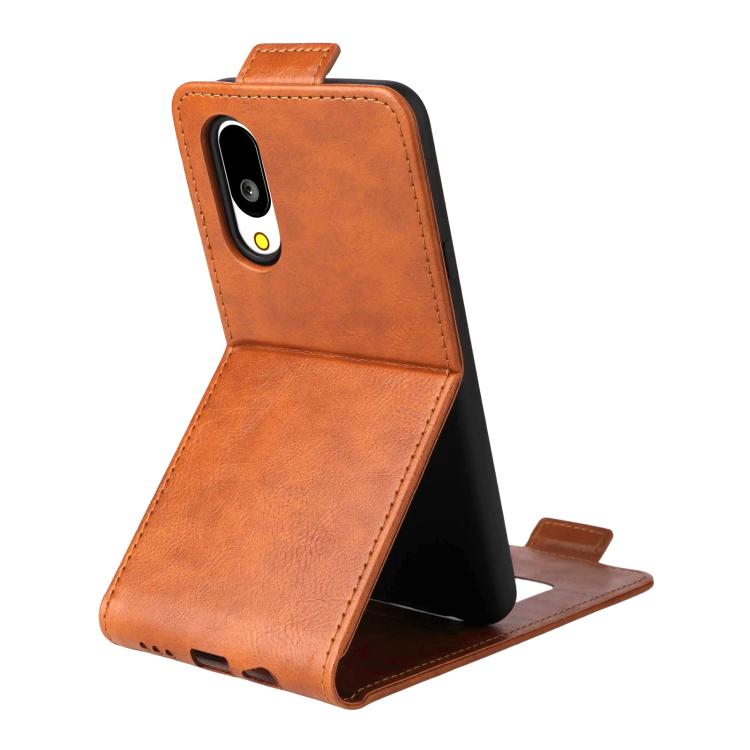 For Sharp Basio Active3 Magnetic Vertical Flip Leather Phone Case with Buckle