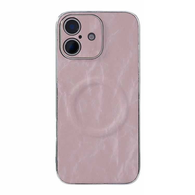 For iPhone 16 Plus Electroplating PC Snow Bark Texture MagSafe Phone Case
