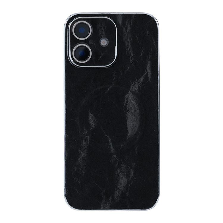 For iPhone 16 Plus Electroplating PC Snow Bark Texture MagSafe Phone Case