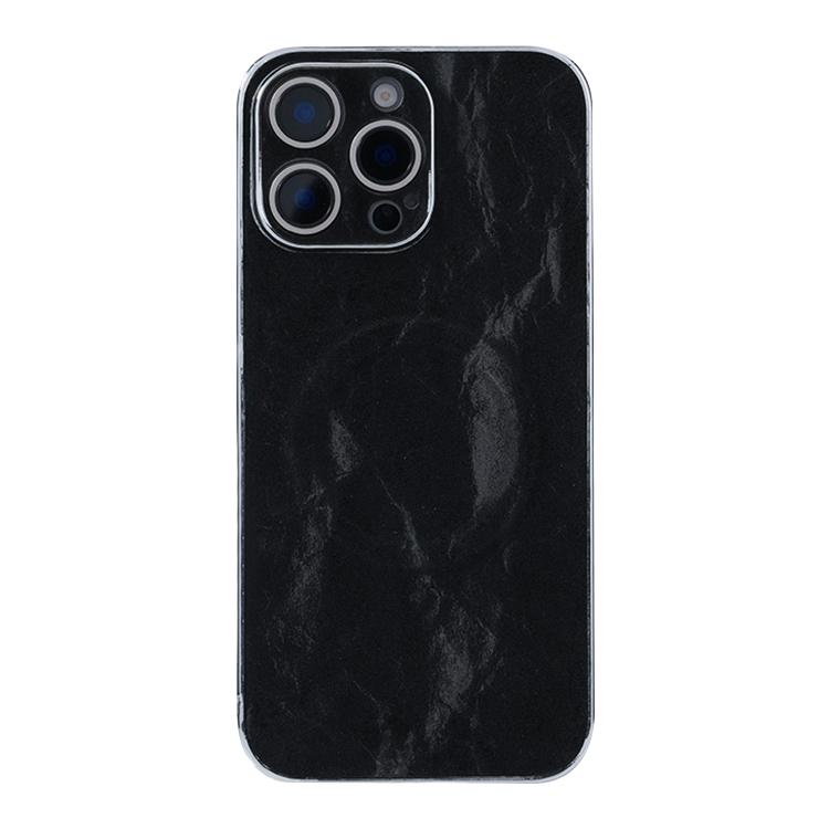 For iPhone 15 Pro Max Electroplating PC Snow Bark Texture MagSafe Phone Case